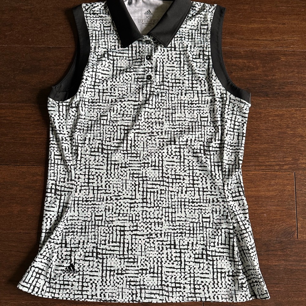 Adidas Women's Black and White Sleeveless Golf Top